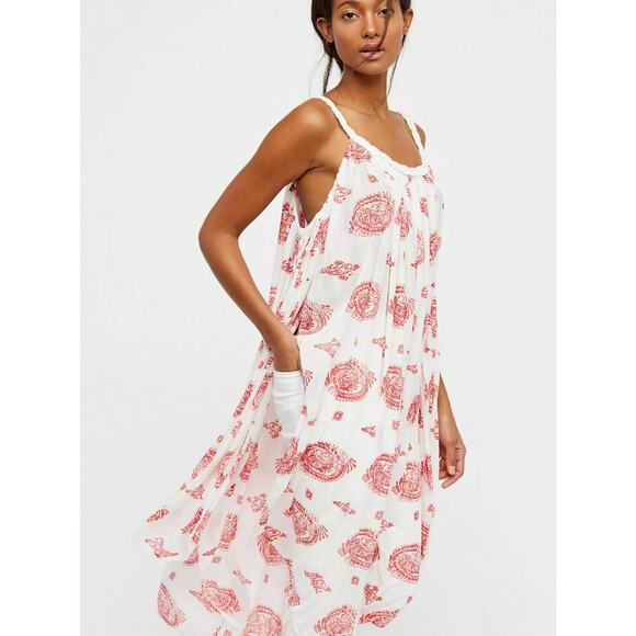 New Free People Haveli Paisley Maxi Top Retail $128 Ivory Size Small Side Slits - Picture 2 of 5